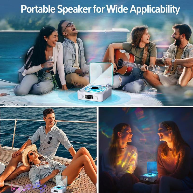 Bluetooth Speaker with Three Ambient Lights,The Waves Player with Adjustable Light and Time for Bedroom,Office,Party,360° Surround Sound